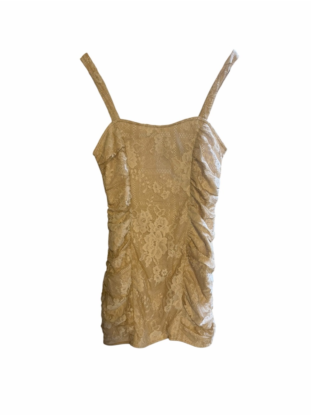 MAJORELLE Champagne Lace Ruched Mini Dress - Picture 4 of 5